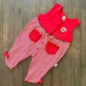 Vintage Blue Seven Baby Romper Size 80 (12 Months) Red White Striped Sailor Bear